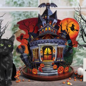 Freshcut Paper Pop Up Cards, 15 Inch Halloween Haunted House 3D Popup Greeting Cards, Halloween Gifts, Birthday Gift Cards, Note Card & Envelope, Haunted House