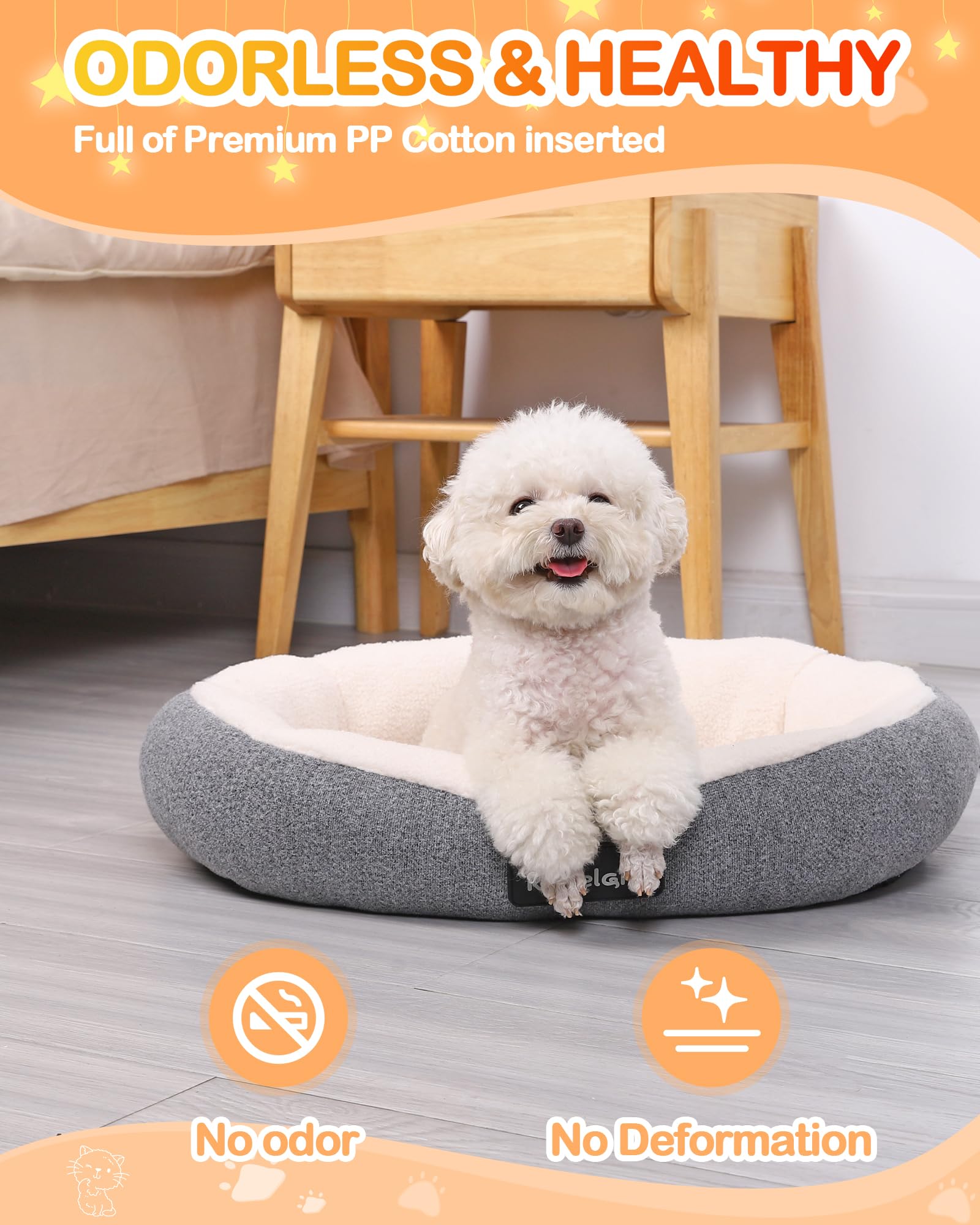 Hesiwondoo Heated Cat Bed Indoor with Adjustable Temperature Control, Heated Pet Bed for Small Dogs Auto Shutoff Soft & Cozy Donut Design, Waterproof & Flame-Retardant, Machine-Washable Cover