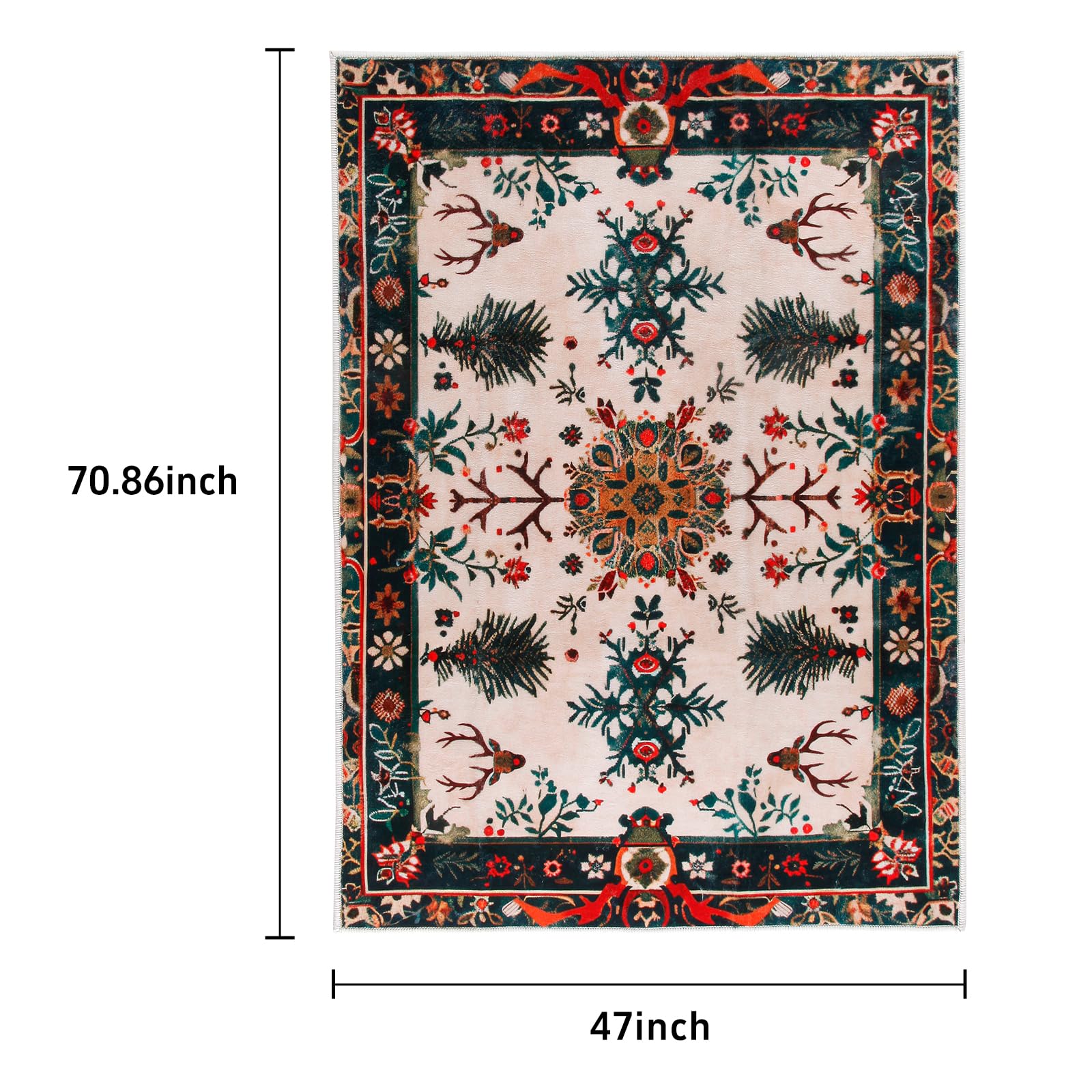 RugOrama Area Rug, 4' x 6', Non-Slip Design, Machine Washable, Soft and Fluffy Shaggy Bedside Rugs for Bedroom, Dining Room, Living Room, Hallway and so on (Christmas Tree Pattern)