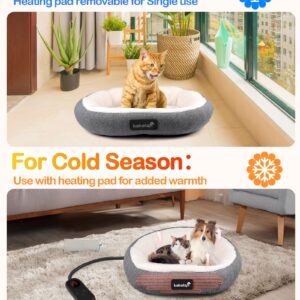 Hesiwondoo Heated Cat Bed Indoor with Adjustable Temperature Control, Heated Pet Bed for Small Dogs Auto Shutoff Soft & Cozy Donut Design, Waterproof & Flame-Retardant, Machine-Washable Cover