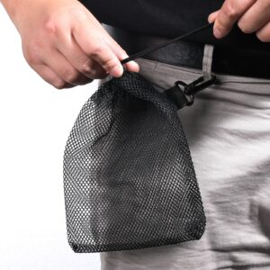 8 Pcs Drawstring Mesh Bags Black Nylon Mesh Laundry Bag with Clips Portable Storage Bags for Collecting Golf Balls Toys Small Things (6 x 8 inch)