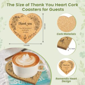 Muitcdo Wedding Party Favors for Guests Bulk 50, Bridal Shower Gifts with Thank You Gift Card Heart Cork Coasters Kraft Paper Packets Organza Bags, Wedding Welcome Bags Souvenirs Give Away Gift