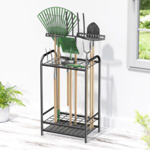 songsoso Metal Garden Tool Organizer - Yard Tool Organizer Up to 35 Long-Handled Tools - Heavy Duty Garden Tool Storage Yard Tool Holder for Brooms Rakes and Shovels in Garage Yard and Shed.