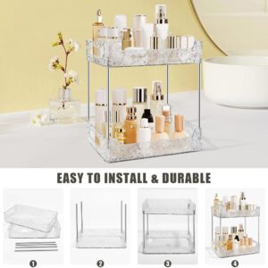 TENDER EPOCH 2-Tier Bathroom Counter Organizer Countertop Storage, Dresser Organizer Vanity Tray for Makeup, Perfume Organizer Cosmetics Skincare Shelf Organizer - Clear