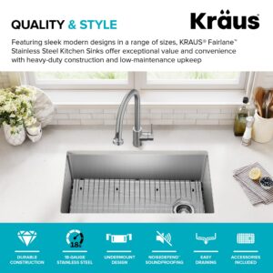 KRAUS Fairlane 33-inch Undermount Single Bowl 18-Gauge Stainless Steel Kitchen Sink, KHU640-33