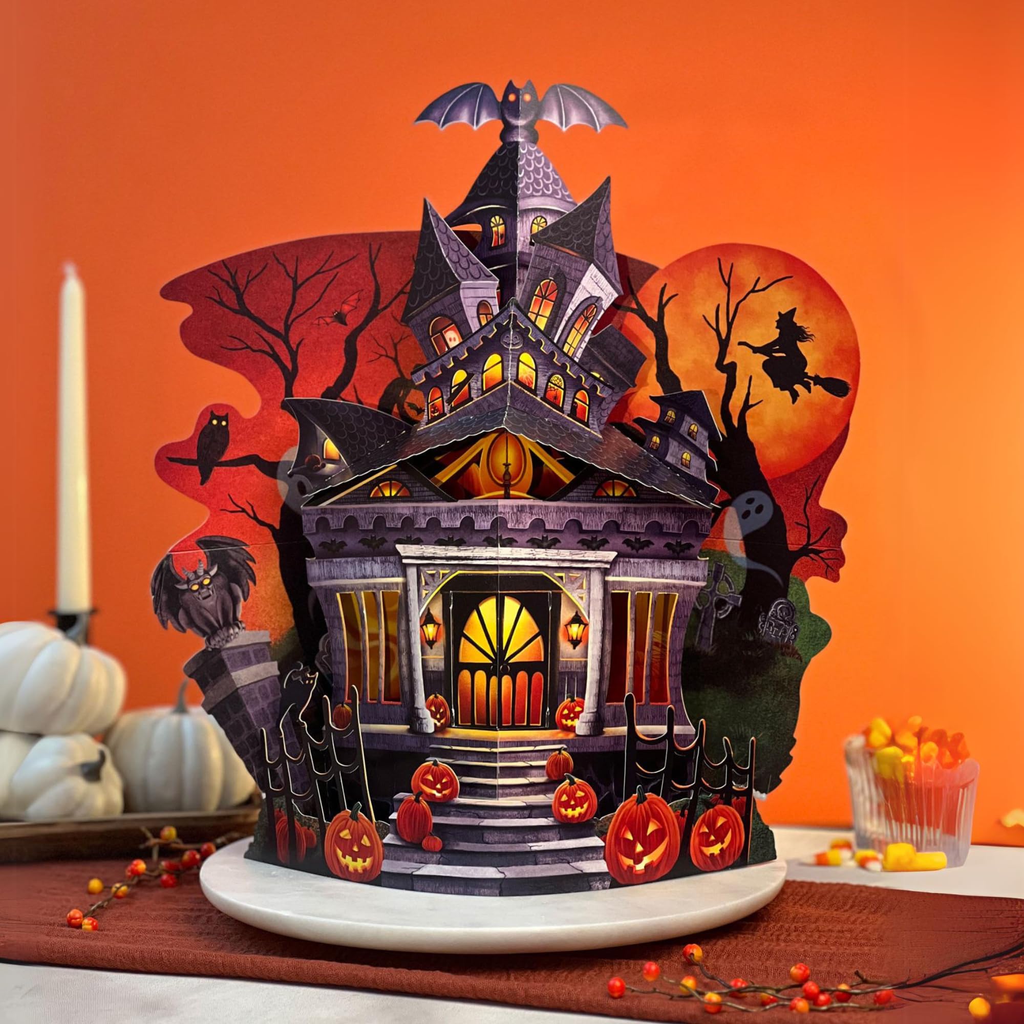 Freshcut Paper Pop Up Cards, 15 Inch Halloween Haunted House 3D Popup Greeting Cards, Halloween Gifts, Birthday Gift Cards, Note Card & Envelope, Haunted House