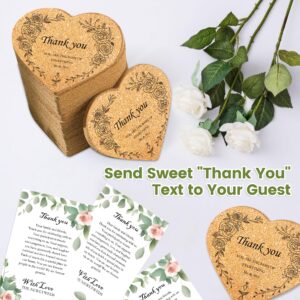 Muitcdo Wedding Party Favors for Guests Bulk 50, Bridal Shower Gifts with Thank You Gift Card Heart Cork Coasters Kraft Paper Packets Organza Bags, Wedding Welcome Bags Souvenirs Give Away Gift