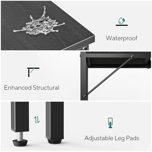 sun yet 55" L Shaped Gaming Desk with Power Outlet, Reversible Computer Desk with Drawers, 40.5" Large Legroom Corner Gaming Desk, Unique Grid Design, Home Office Desks L-Shaped Gaming Table, Black