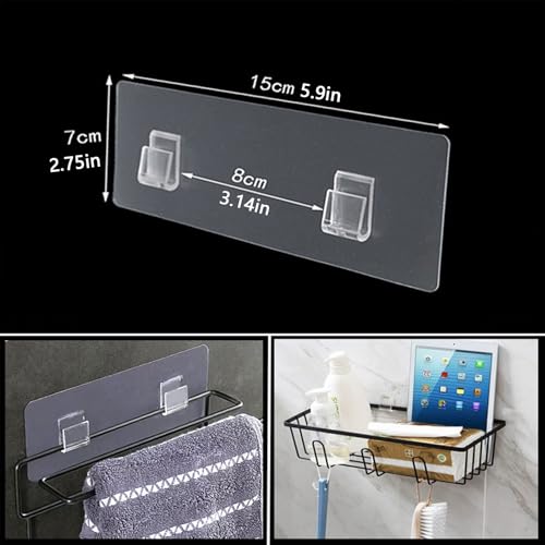 8PCS Adhesive for Shower Caddy Adhesive Replacement，Bathroom Storage Shelves and Kitchen Racks，Adhesive Pads Hooks，Clear Strong Shower Adhesive Strips，Bathroom Storage Shelf Organizer Sticker