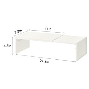 Cabinet Shelf Expandable Organizer Riser Storage Space Saver Stackable for Kitchen Pantry Cupboard Under Sink Countertop White Simple Houseware Counter (white)