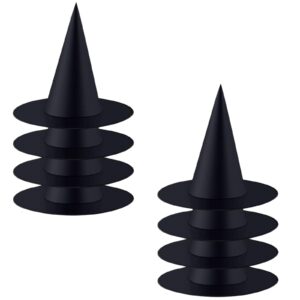 croot 8 pieces witch hats decorations, halloween costume for hanging witchs hats theme decoration or halloween party cosplay holiday hat,black witch hat