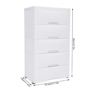 HOLMZCED 5 Tiers Storage Cabinet with Drawers, Stackable Vertical Storage Tower with Removable Wheels Mobile Plastic Storage Organizer Unit with Large Capacity White for Bedroom Living Room Entrance