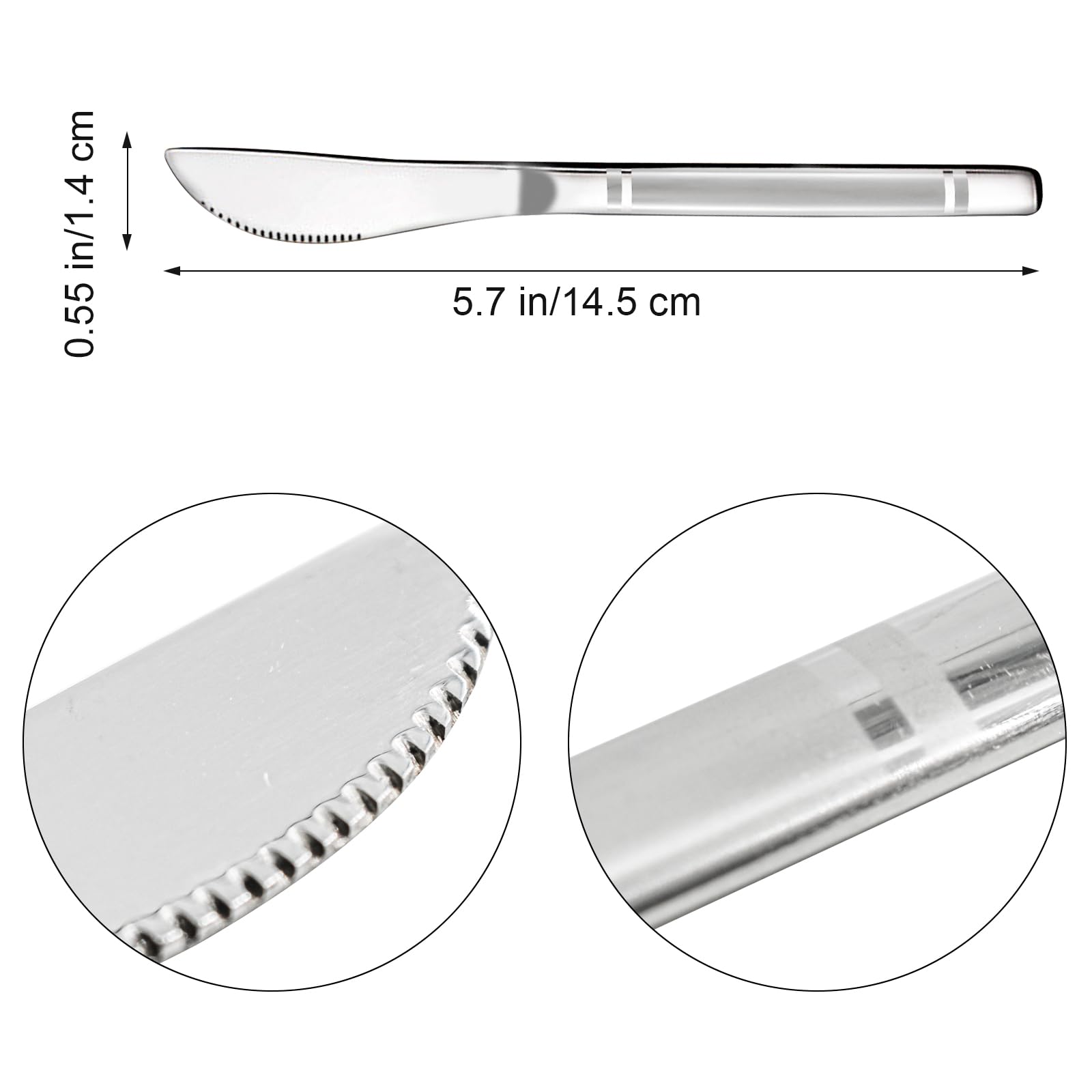 VANRA Small Dessert Knives Set of 6 Stainless Steel Kids Dinner Knife Appetizer Fruit Snack Serving Knives Mini Flatware Set Silverware 5.7inch