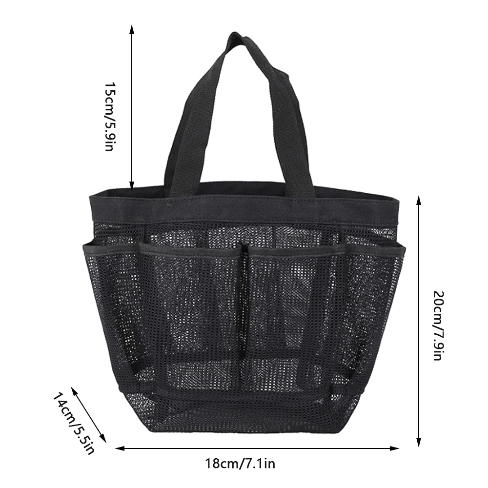 Mesh Shower Caddy Tote Bag, Large Capacity Shower Basket with 9 Storage Pocket, Portable Hanging Toiletry Caddy Bag, Breathable Toiletry Caddy Organizer for Bathroom College Dorm Gym Camping Travel