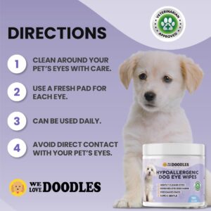 We Love Doodles Dog Eye Wipes - Gently Clean Eyes with Pre-Soaked Pet Eye Wipes Pads & Safe Dog Eye Cleaner - Effective Dog Tear Stain Remover (150 PCS)