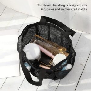 Mesh Shower Caddy Tote Bag, Large Capacity Shower Basket with 9 Storage Pocket, Portable Hanging Toiletry Caddy Bag, Breathable Toiletry Caddy Organizer for Bathroom College Dorm Gym Camping Travel