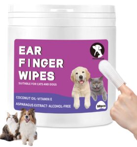 mooeckom dog ear cleaner dog ear wipes，natural ear wipes finger for dogs & cats finger ear cleaner wipes，50 count