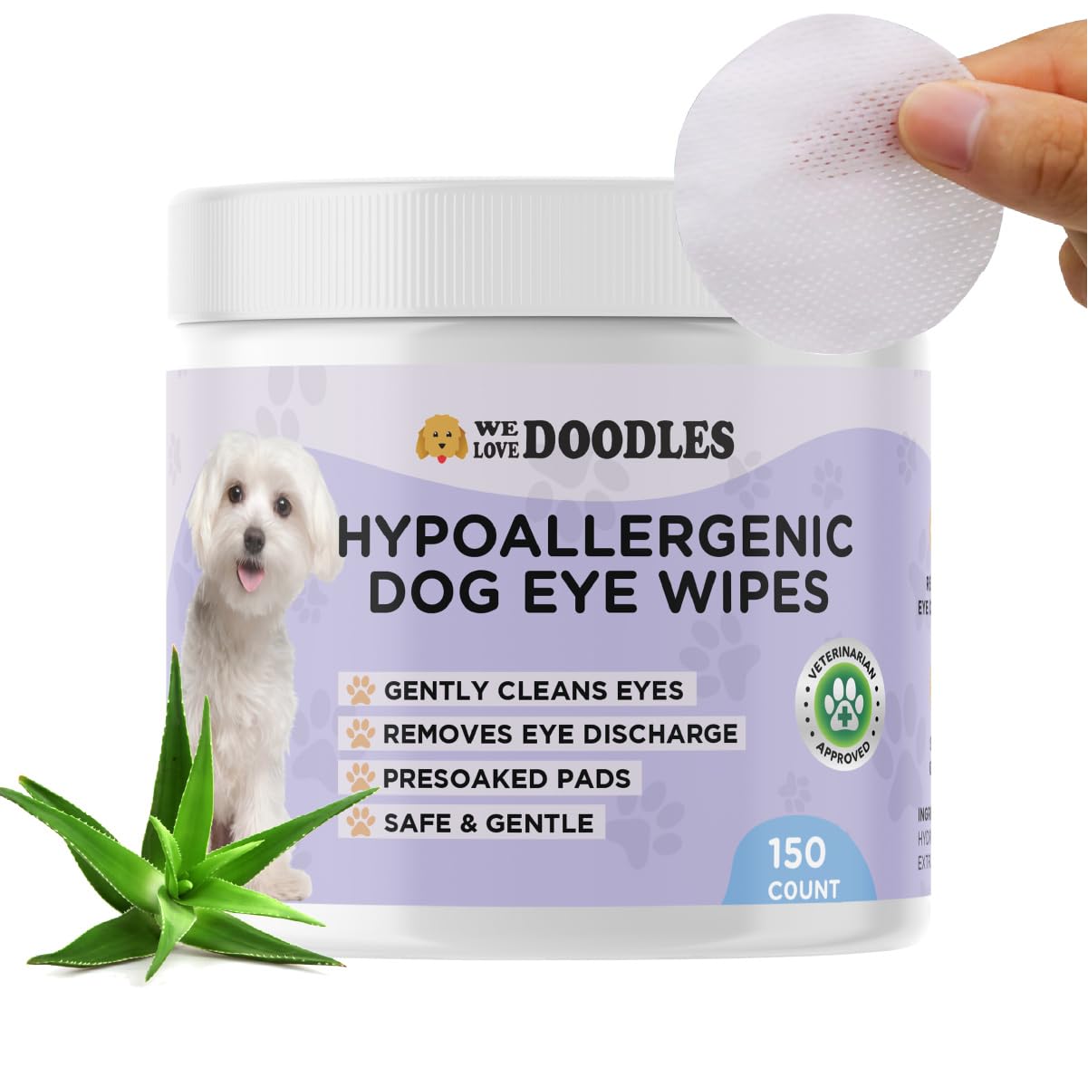 We Love Doodles Dog Eye Wipes - Gently Clean Eyes with Pre-Soaked Pet Eye Wipes Pads & Safe Dog Eye Cleaner - Effective Dog Tear Stain Remover (150 PCS)