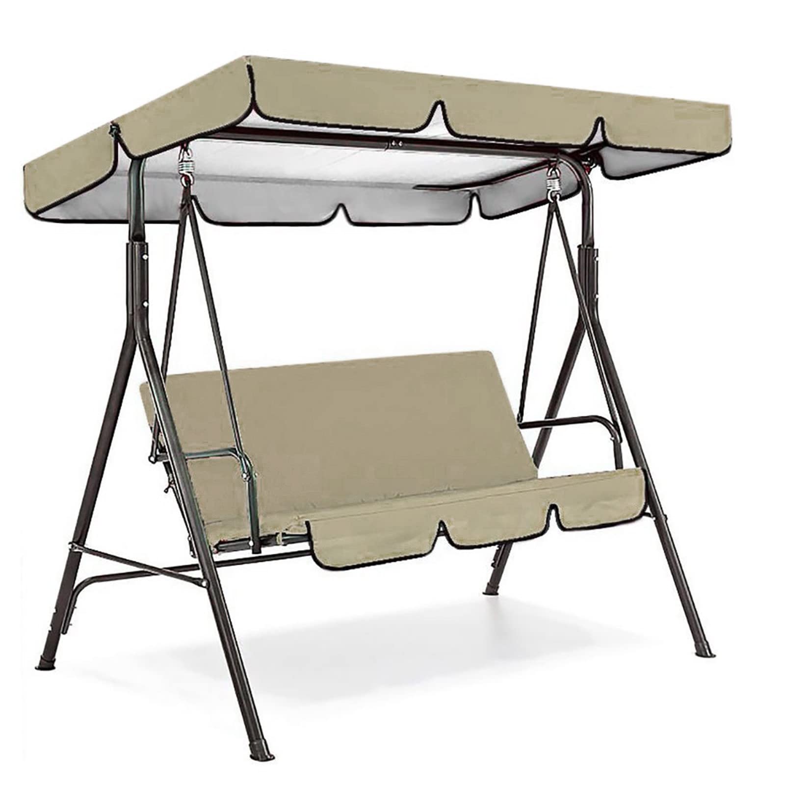 Lightning Deals of Today Prime Porch Swing Canopy Replacement Top Patio Swing Cover, 98"" X 73"" Bench Glider Swings Shade Fabric UV Weather Waterproof for Outdoor Garden Patio Yard Park Porch, Beige