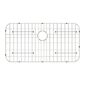 stainless steel sink grid and protectors for bottom of kitchen sink, 26" x 14 1/16" with rear drain for single sink bowl