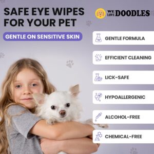 We Love Doodles Dog Eye Wipes - Gently Clean Eyes with Pre-Soaked Pet Eye Wipes Pads & Safe Dog Eye Cleaner - Effective Dog Tear Stain Remover (150 PCS)