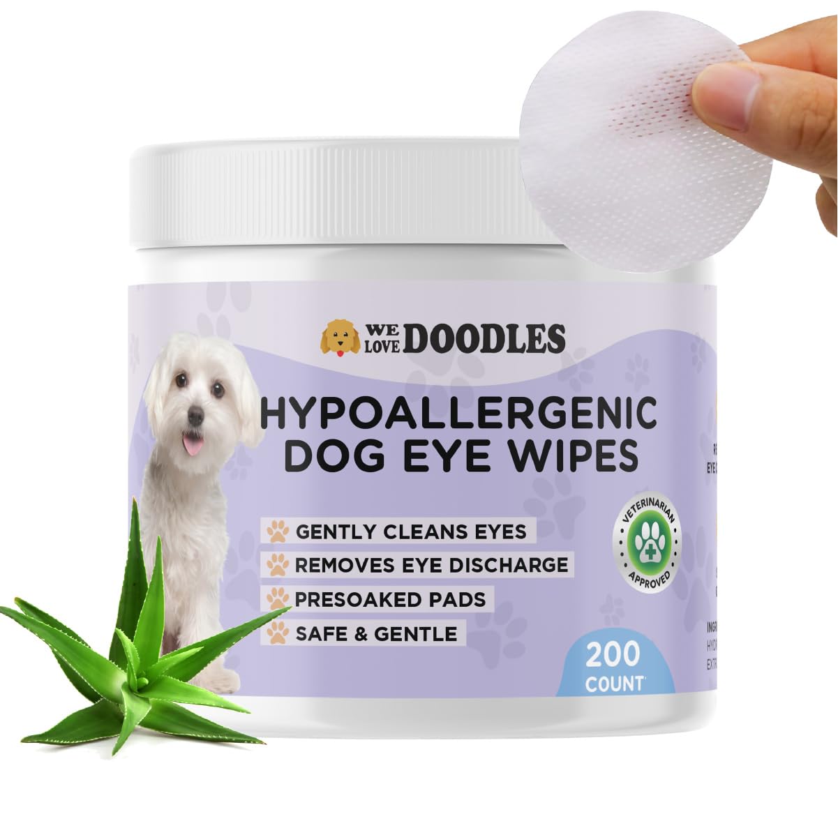 We Love Doodles Dog Eye Wipes - Gently Clean Eyes with Pre-Soaked Eye Wipes for Dogs, Effective Tear Stain Remover for Dogs, Safe Pet Eye Wipes for Crust & Eye Debris, Dog Eye Cleaner - 200 Pads