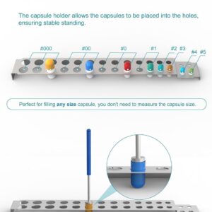 Capsule Filling Machine Kit – Pill Filler Tray Tools for Quickly Maker Empty Gel Capsules All Size 000 00 0 1 2 3 4 5, Lab Spoons Spatula Scoops Tool (13Pcs Plus)