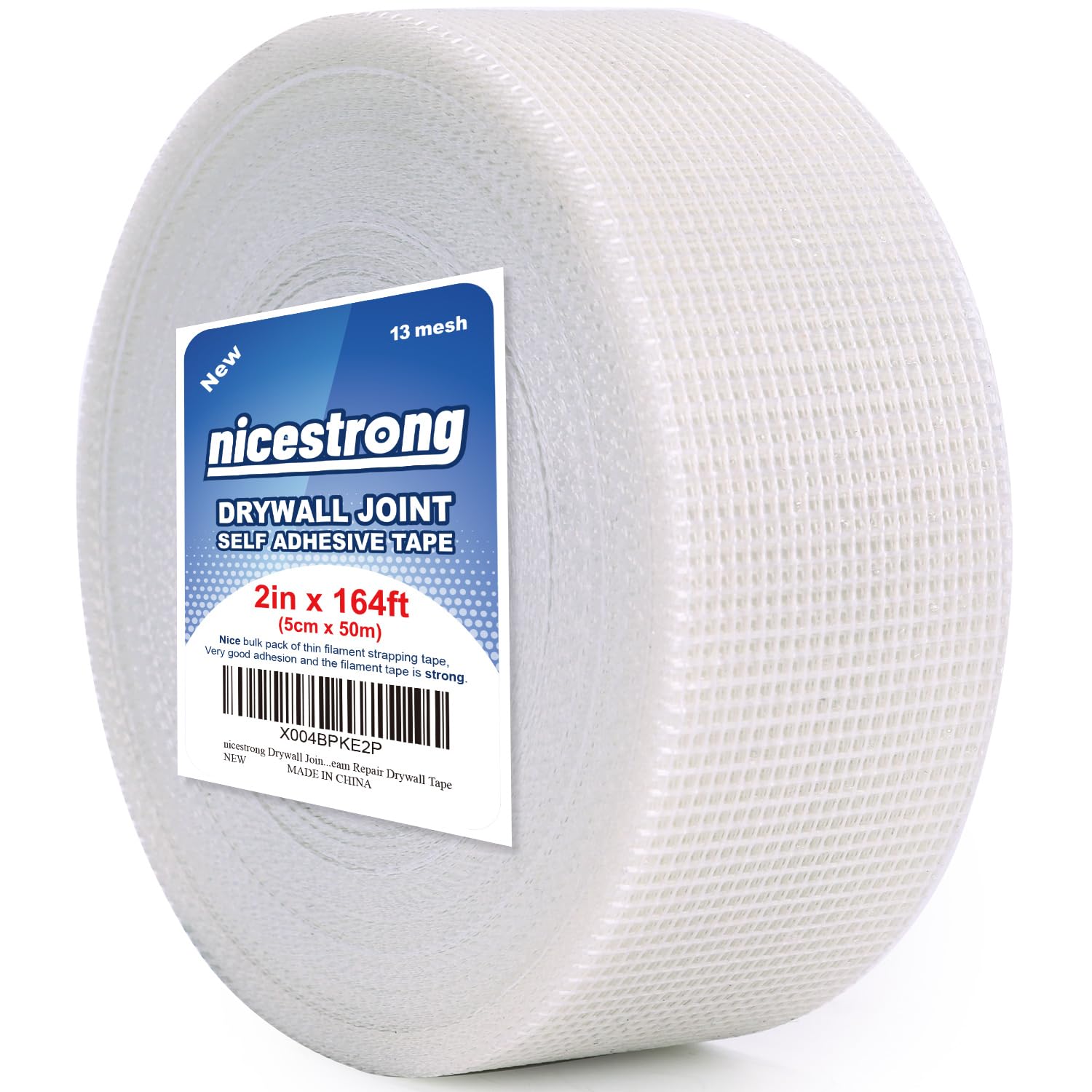 nicestrong Drywall Joint Tape (2inch X 164ft) Self Stick Repair Mesh Tape Fiberglass Drywall Patch Hole Heavy Duty Wall Repair Mesh Spackle Tape Wall Crack and Seam Repair Drywall Tape