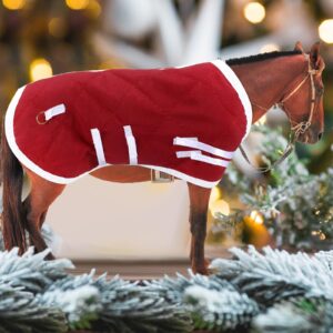 Yeyeplum Christmas Horse Model Blanket Tack Blanket Liner Traditional Blanket Horse Accessories Soft Horse Blanket Sheet, 1: 9 Scale, Red