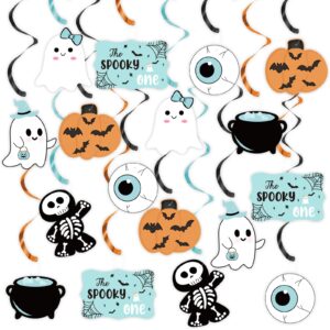 k kumeed halloween birthday party decorations,20 pcs blue the spooky one hanging swirl decorations,cute ghost eyeballs pumpkin for outdoor indoor halloween 1st birthday boys first birthday