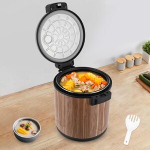 Commercial Rice Warmer 24.3QT/110CUP Portable Food & Rice Warmer Non-stick Inner Pot Electric Rice Warmer for Restaurant Party (Wood)