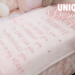 InnoBeta Baptism Gifts Throw Blanket for Girls, for Goddaughter, Baby Girls, Pink- 30"x 36"