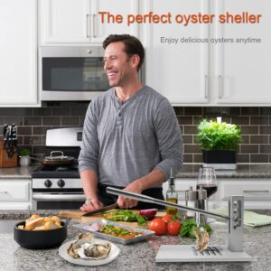 Oyster Shucker Machine Adjustable Height Clam Oyster Opener Machine Aluminum Alloy Oyster Opener Tool Kit Including 2 Shucking Knife, Glove And g-Clip,Seafood Tools For Family Hotel Buffet