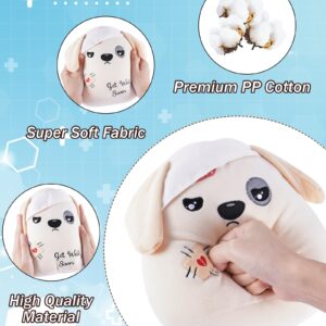 LeYoHa Get Well Soon Dog Plush - Dog Stuffed Animals Apricot Plushie Toys with Injury Bandage, Kids' Pillow Cushion, Gifts for Patient Girls Boys, 8 Inch