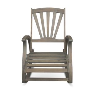 Christopher Knight Home Sunview Outdoor Acacia Wood Recliner Rocking Chairs (Set of 2), 24.75 "W x 41.75 "D x 38 "H, Gray