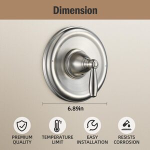 Replacement for Moen T2151BN Brantford Posi-Temp Valve Trim Kit, Pressure Balancing Tub and Shower Lever Handle，Brushed Nickel