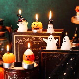 Conelist 14 Pcs Ghost Candles Halloween Candles Halloween Party Decorations Autumn Room Tabletop Decor Spooky Candles Witch Candles Pumpkin Candles Cute Wax Mini Candles Halloween Party Favor Supplies