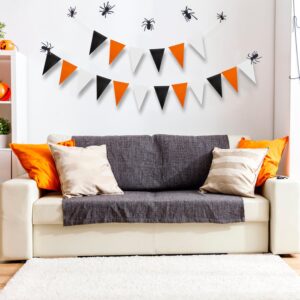 XIANMU 40 Feet 104 Pcs Orange Black White Banner Graduation Party Decorations Halloween Pennant Banner Paper Triangle Flag Bunting Garland for Birthday Wedding Fall Party Decoration