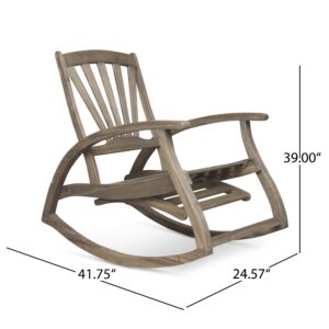 Christopher Knight Home Sunview Outdoor Acacia Wood Recliner Rocking Chairs (Set of 2), 24.75 "W x 41.75 "D x 38 "H, Gray