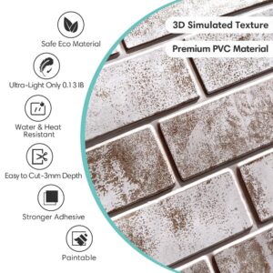 Commomy 10 Pcs 3D Faux Brick Wall Panels -11.8"X11.8" Small Size PVC Brick Peel and Stick Tiles Farmhouse DIY Self-Adhesive Wall Tile Faux Brick Paneling for Fireplace,Living Room,Bedroom,RV, Kitchen