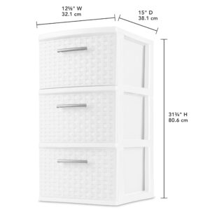 Nsngxus 3 Drawer Weave Tower, White