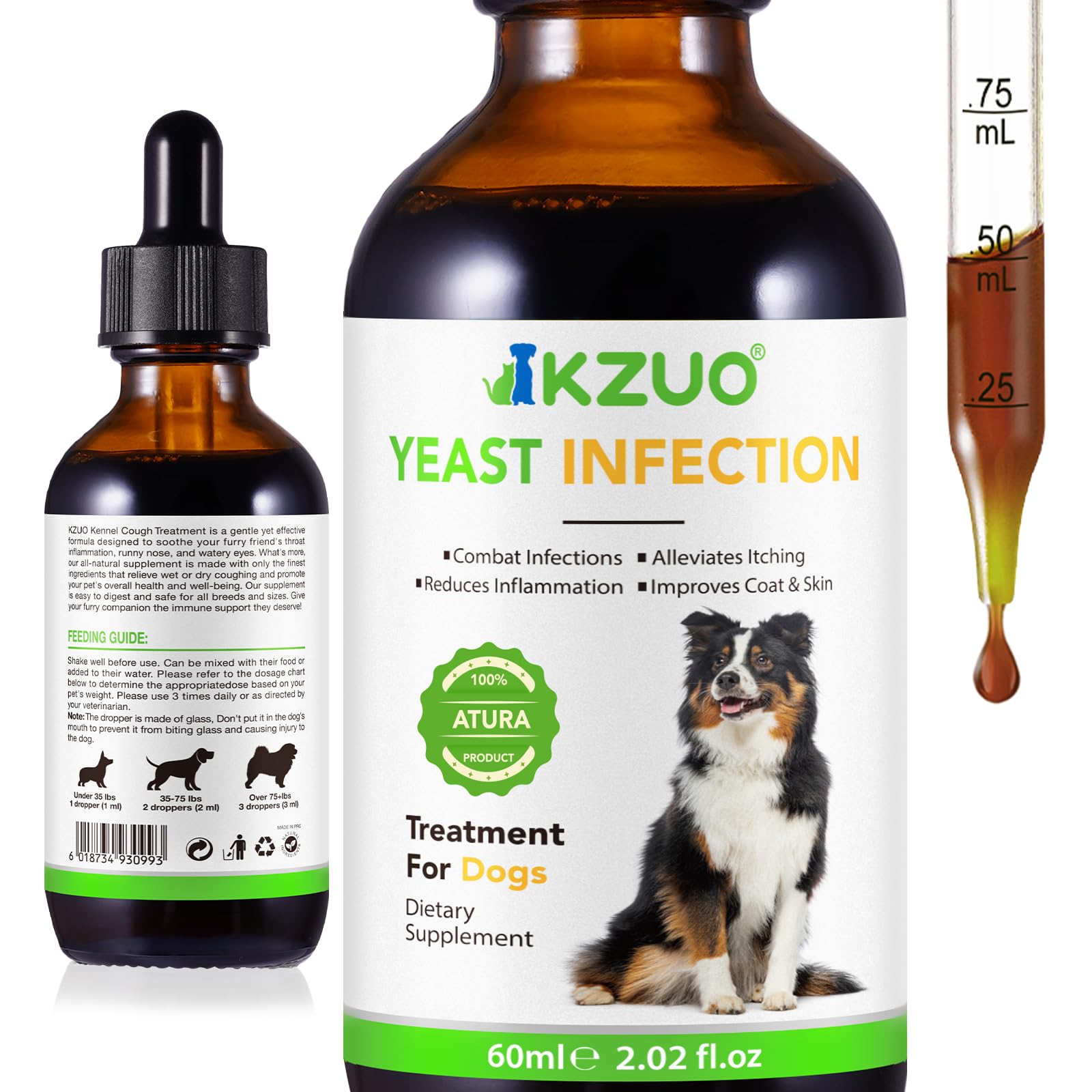 Natural Yeast Infection Treatment for Dogs - Effective Dog Ear Infection Treatment & Allergy Relief, Reduces Inflammation, Alleviates Itching, Combats Infections, Improves Coat & Skin