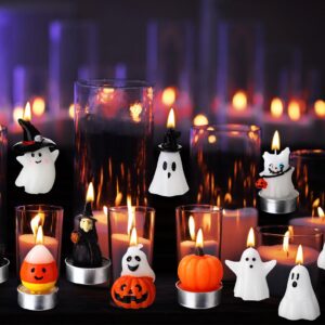 Conelist 14 Pcs Ghost Candles Halloween Candles Halloween Party Decorations Autumn Room Tabletop Decor Spooky Candles Witch Candles Pumpkin Candles Cute Wax Mini Candles Halloween Party Favor Supplies