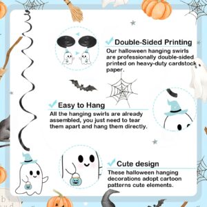 K KUMEED Halloween Birthday Party Decorations,20 PCS Blue The Spooky One Hanging Swirl Decorations,Cute Ghost Eyeballs Pumpkin for Outdoor Indoor Halloween 1st Birthday Boys First Birthday