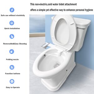 Bidet Attachment for Toilet with Pressure Controls Retractable Self Cleaning Cold Water Bidets Sprayer for Existing Toilets Non-Electric Bidet Seat Kit with Dual Spray Nozzles for Most Toilets Women