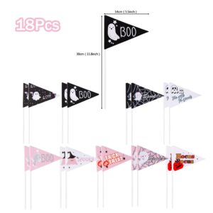 STKMELON 18Pcs Ghost Boo Halloween Pennant Flags Boo Basket Pennant Flags- Perfect for Halloween Decorations & Parties, Black&Pink