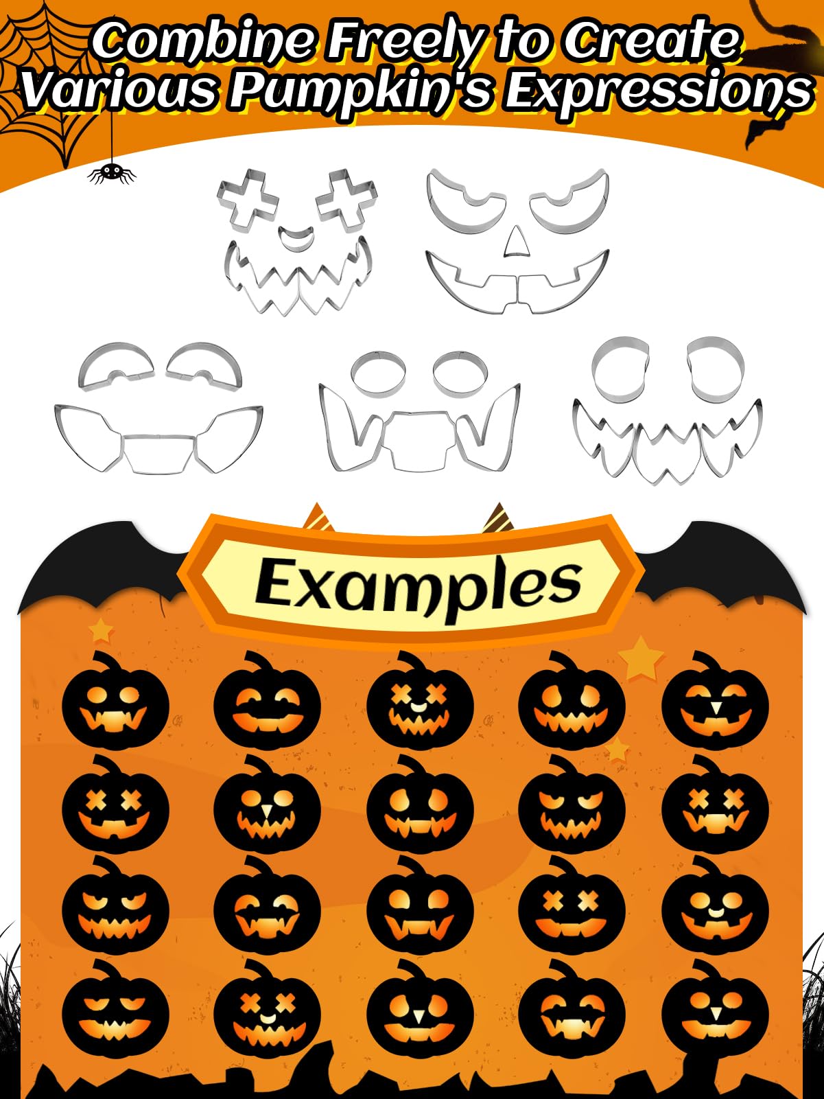 Beeplove Pumpkin Carving Kit - 25 Pcs Safe Pumpkin Carving Stencils with Lights Carving Knive Scooper Hammer, Stainless Steel Carving Tools for Halloween Adults Kids DIY Pumpkins