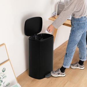 13 Gallon Kitchen Trash Can, Bathroom Trash Can with Lid, Bathroom Trash Can with Foot Pedal & Inner Bucket, Trash Can Kitchen, Kitchen Garbage Can, Quiet-Close, Bathroom Garbage Can with a Lid