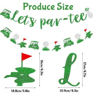 Generic Let's Par Tee Banner, Tee Banner Golf Themed Birthday Party Decoration, Golf Themed Retirement Party Decorations，Green Glitter