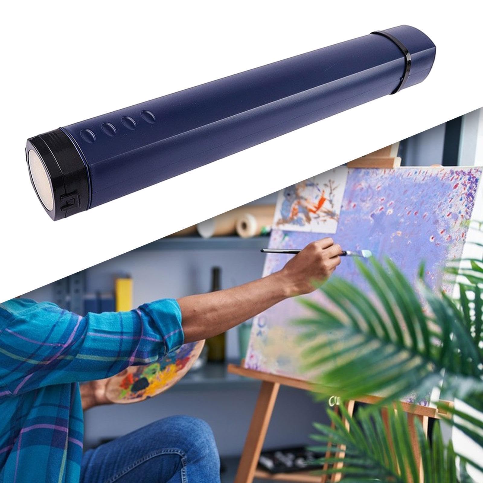 Nishiyuenyi Drawings Tube Document Storage Tube Telescopic Scrolls Carry Case Poster Storage Tube for Paintings, Drawings, Pictures, Blue